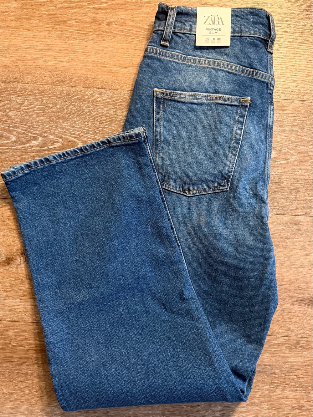 Zara Vintage Slim Straight Leg Jeans NWT Medium Wash